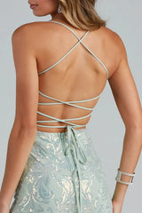 Sequin Laceup Mermaid Formal Dress