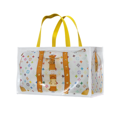 TITA ELVIE DUFFLE GROCERY BAG, BROWN CANVAS, LARGE