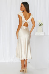 Get In Formation Satin Midi Dress Champagne