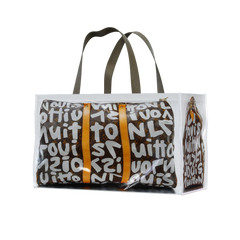 TITA ELVIE DUFFLE GROCERY BAG, BROWN CANVAS, LARGE
