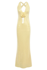 Eliza Rose Sequin Maxi Dress - Lemon