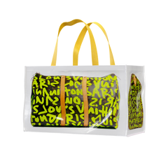 TITA ELVIE DUFFLE GROCERY BAG, BROWN CANVAS, LARGE
