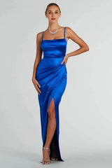 Mayra Formal Satin Slit Long Dress