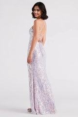 Sequin Laceup Mermaid Formal Dress