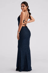 Rachel Formal Glitter Lace-Up Dress