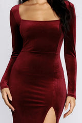Coretta Velvet Evening Gown Burgundy