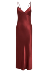 Valentine's Day Satin Chiffon Midi Dress - Berry