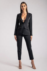 Helda Fitted Cinched Waist Blazer - Black